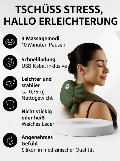 Tragbarer Nacken- und Rückenmassagegerät zur Entspannung